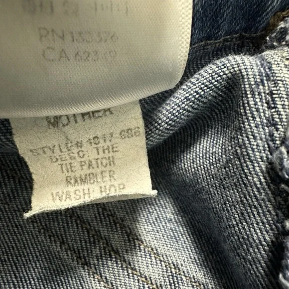 MOTHER Denim Jeans Tie Patch Rambler Size 26 in Hop On Hop Off Straight Leg